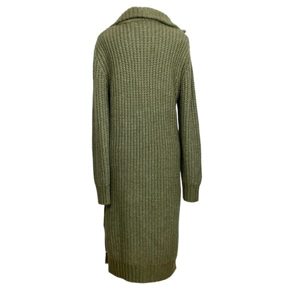 RUBY MOON GREEN KNIT ZIPPED MOCK NECK LONG SLEEVE SWEATER DRESS - S - Picture 3 of 11